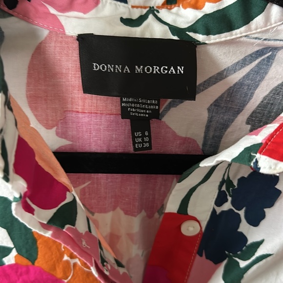 Donna Morgan 💚 Floral Ruffle Hem Poplin Shirt Dress - Picture 7 of 12